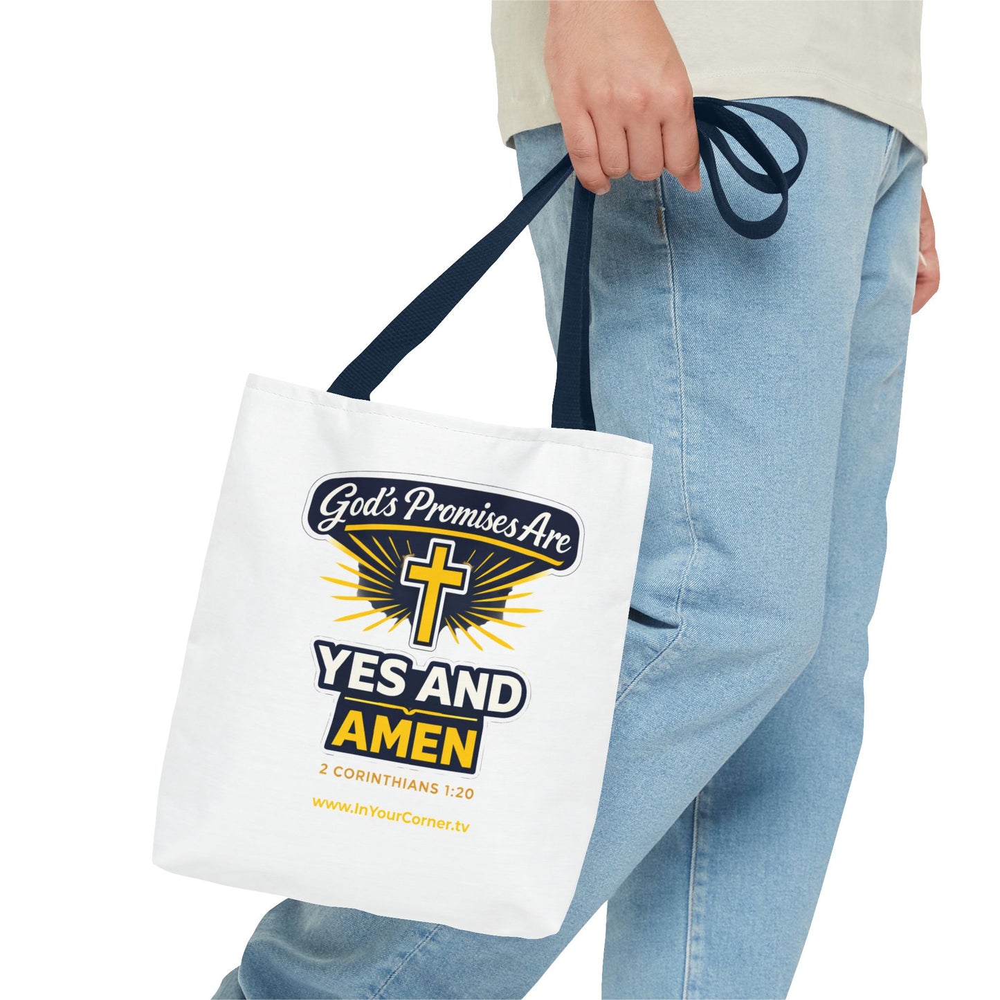 Christian Tote Bag - "God's Promises Are Yes and Amen" Cross Design