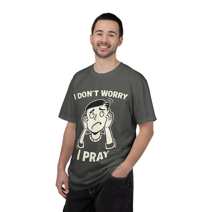 I Don’t Worry I Pray T-Shirt Men — Vintage Cartoon Faith Tee