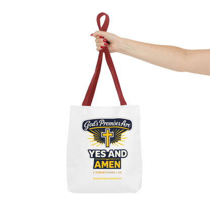 Christian Tote Bag - "God's Promises Are Yes and Amen" Cross Design