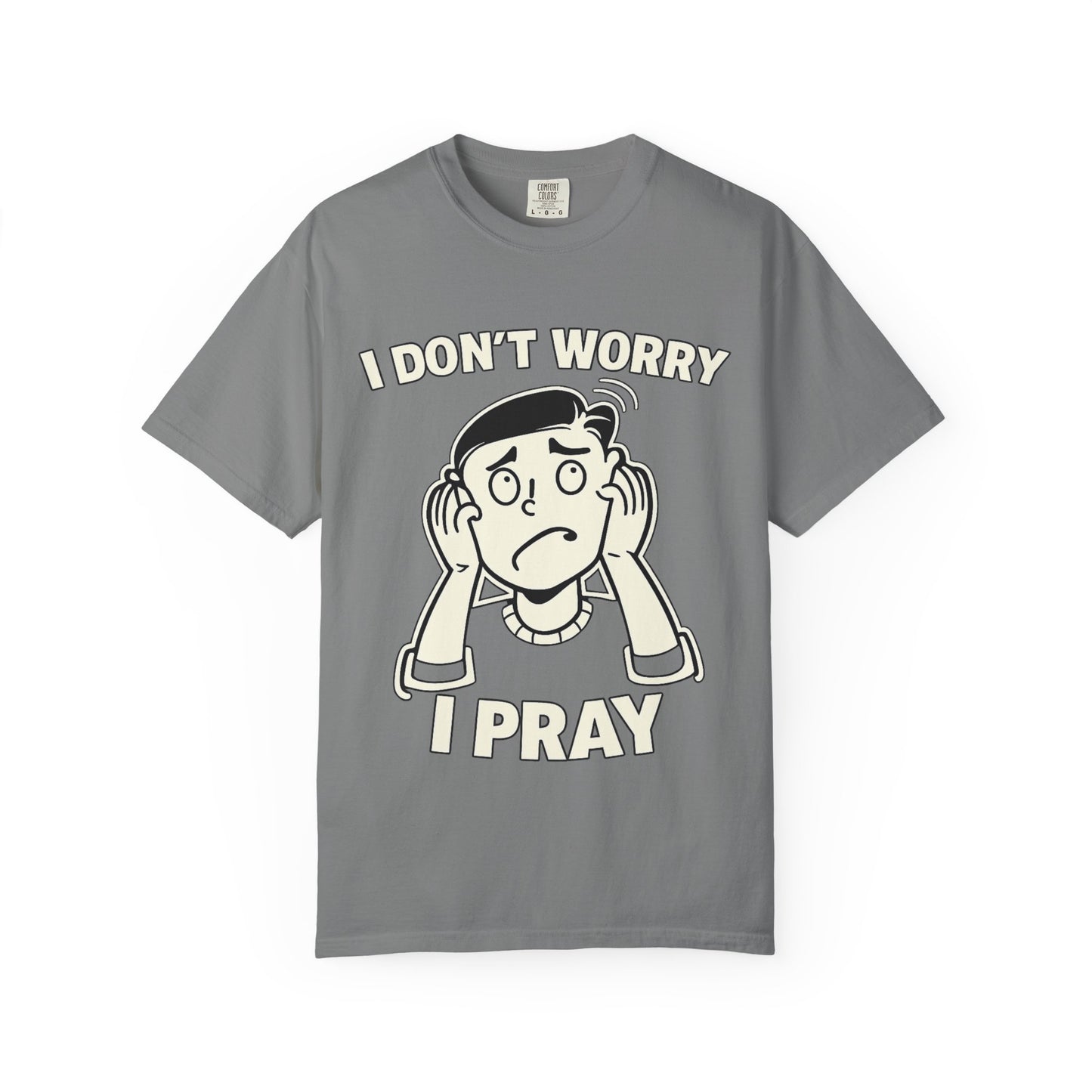 I Don’t Worry I Pray T-Shirt Men — Vintage Cartoon Faith Tee