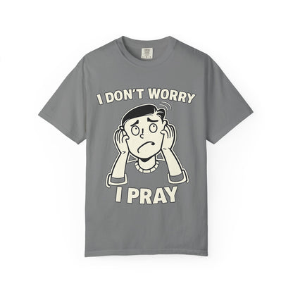 I Don’t Worry I Pray T-Shirt Men — Vintage Cartoon Faith Tee