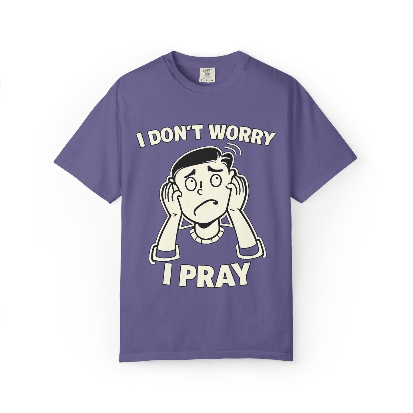 I Don’t Worry I Pray T-Shirt Men — Vintage Cartoon Faith Tee