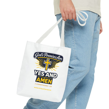 Christian Tote Bag - "God's Promises Are Yes and Amen" Cross Design