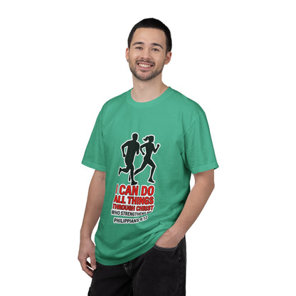 Christian Running T-shirt — "I Can Do All Things with Christ" Scripture Tee