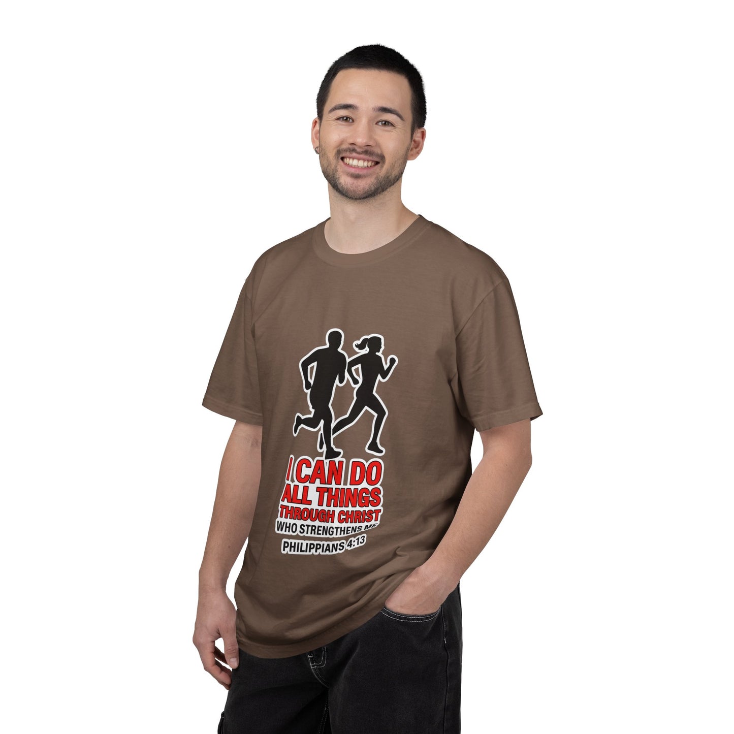 Christian Running T-shirt — "I Can Do All Things with Christ" Scripture Tee