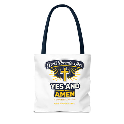 Christian Tote Bag - "God's Promises Are Yes and Amen" Cross Design
