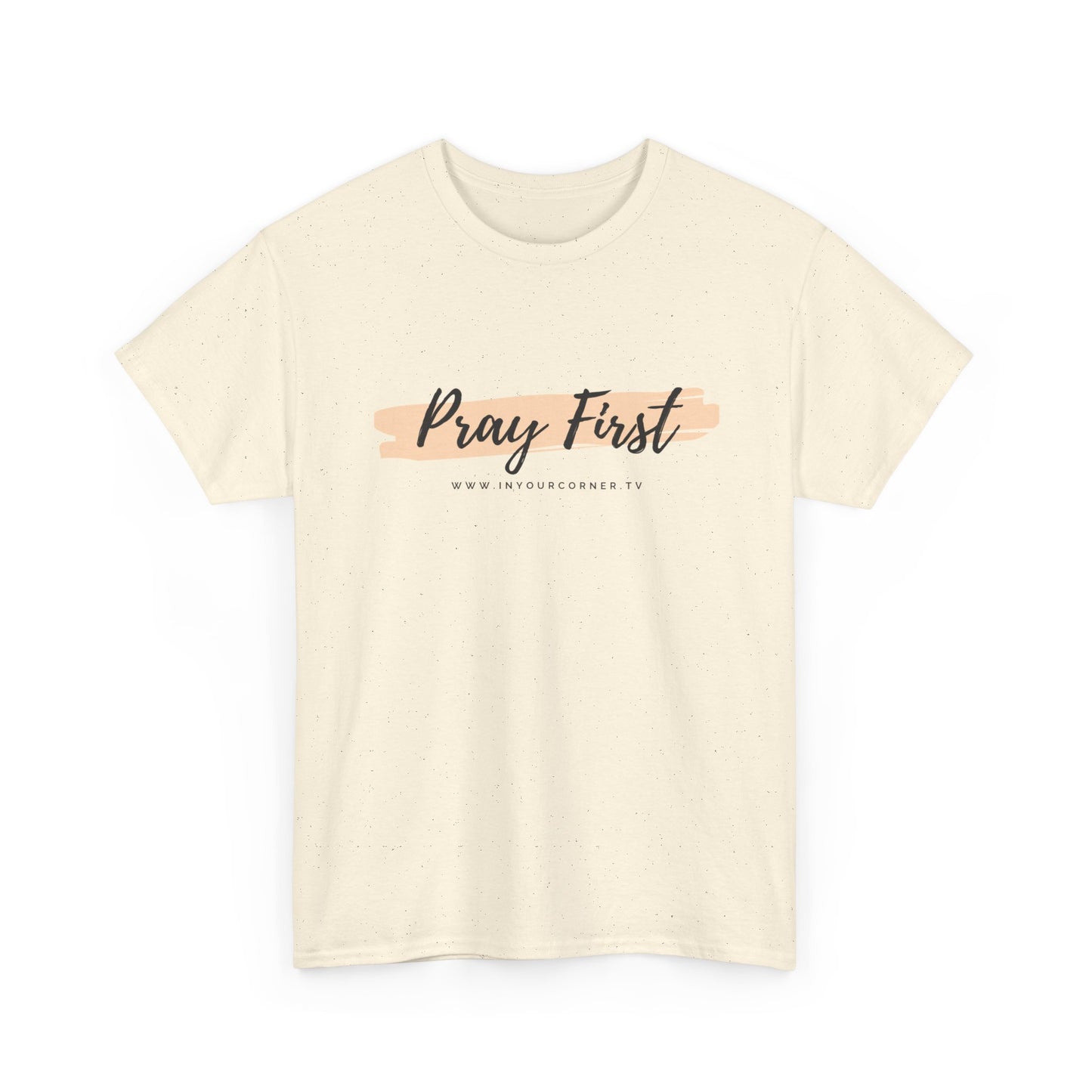 Pray First Tee — Faith-Inspired Christian Shirt with Script Brushstroke Design