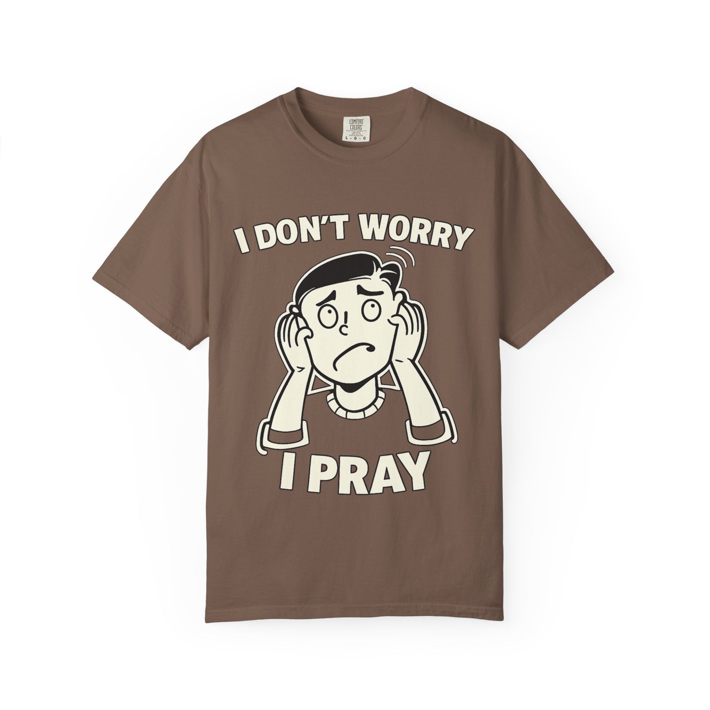 I Don’t Worry I Pray T-Shirt Men — Vintage Cartoon Faith Tee