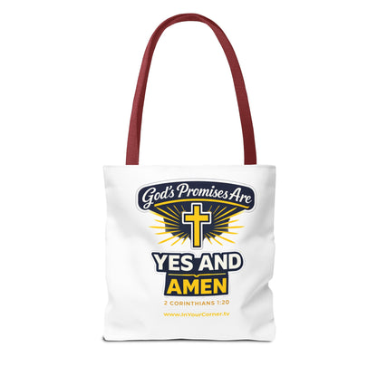 Christian Tote Bag - "God's Promises Are Yes and Amen" Cross Design
