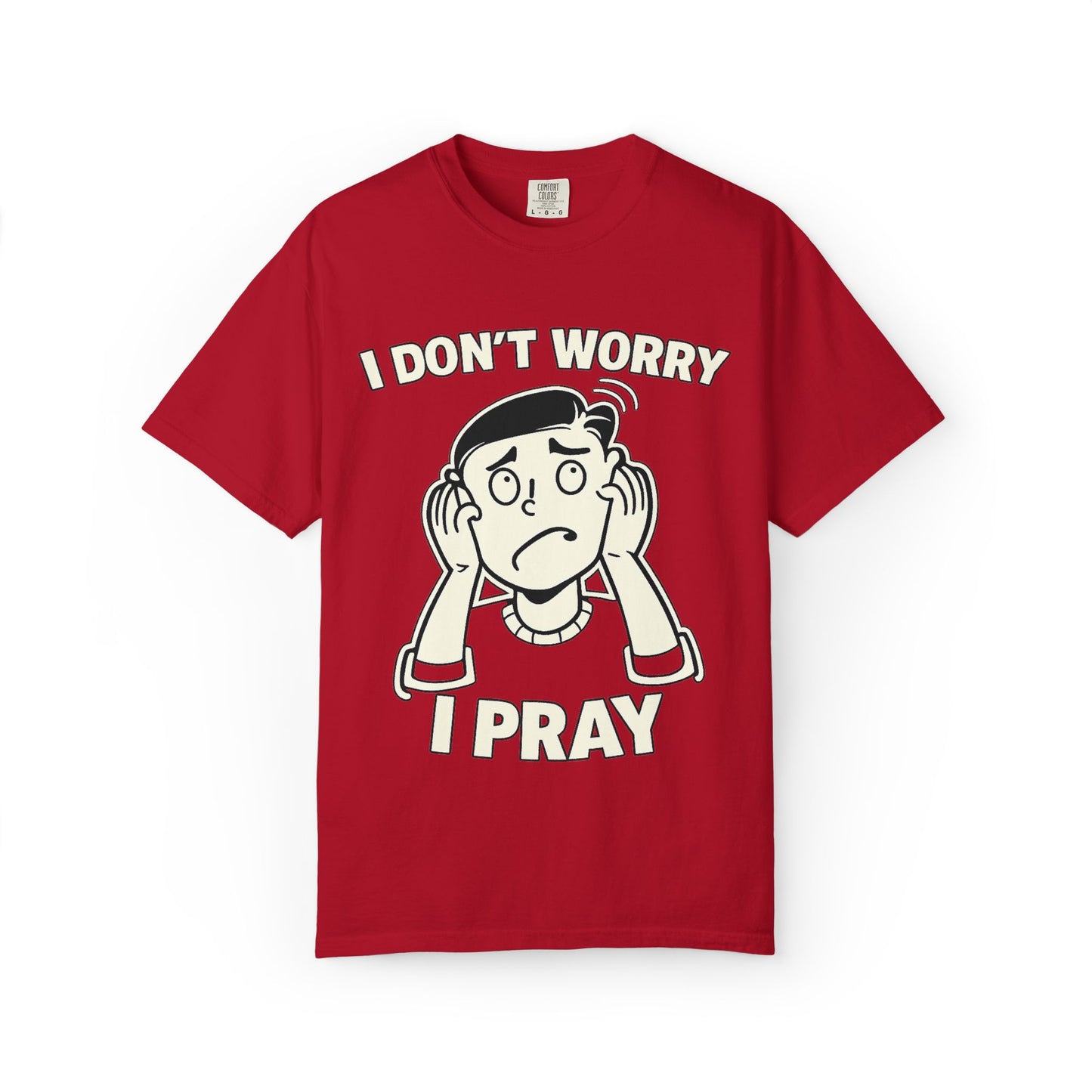 I Don’t Worry I Pray T-Shirt Men — Vintage Cartoon Faith Tee