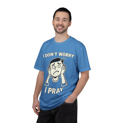 I Don’t Worry I Pray T-Shirt Men — Vintage Cartoon Faith Tee