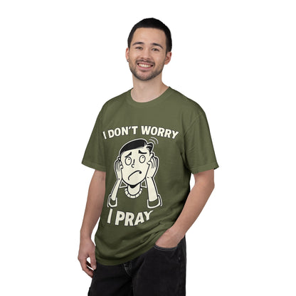 I Don’t Worry I Pray T-Shirt Men — Vintage Cartoon Faith Tee