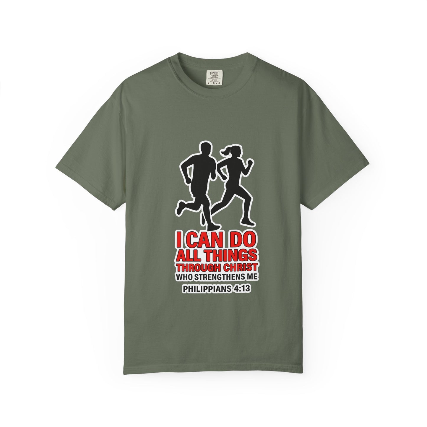 Christian Running T-shirt — "I Can Do All Things with Christ" Scripture Tee