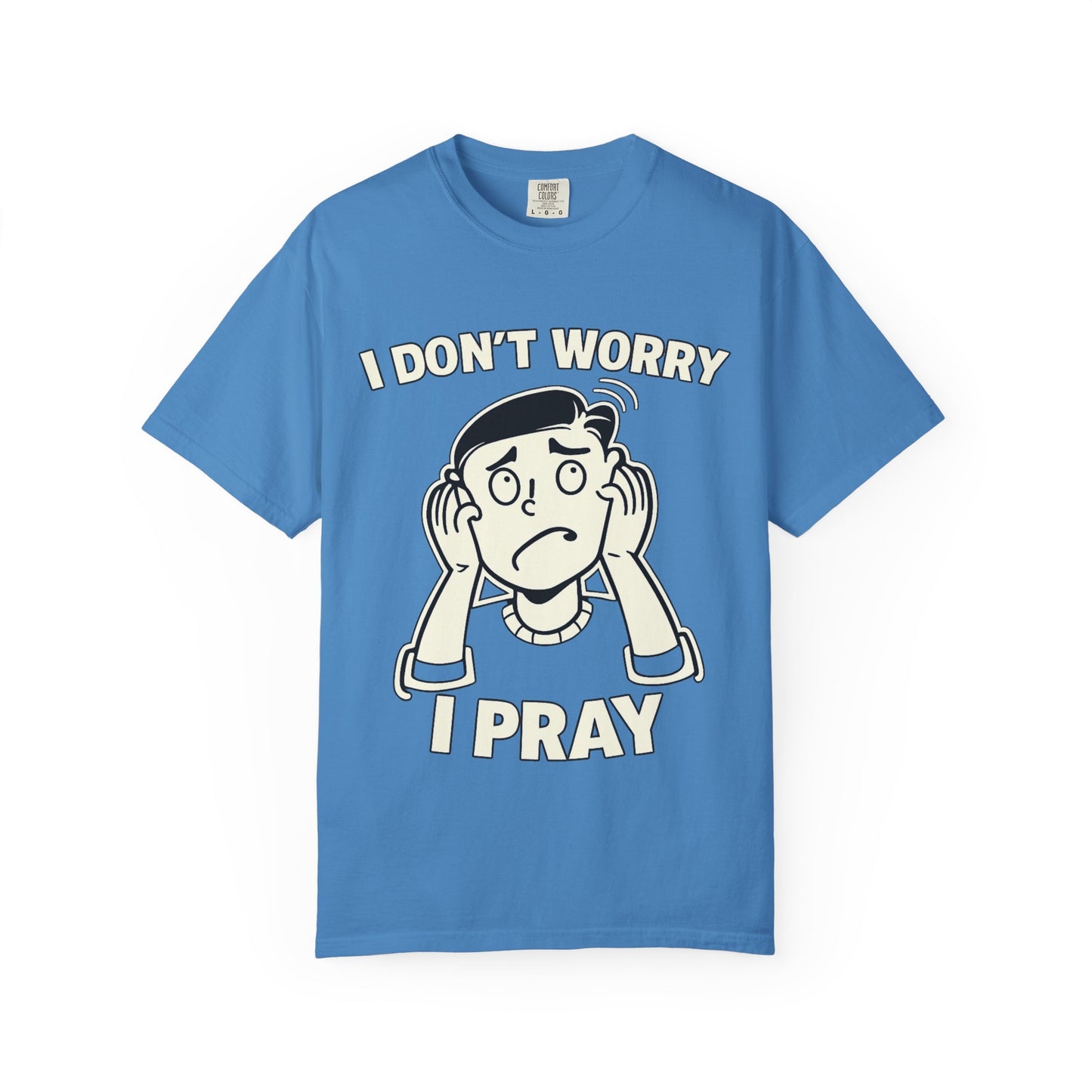 I Don’t Worry I Pray T-Shirt Men — Vintage Cartoon Faith Tee