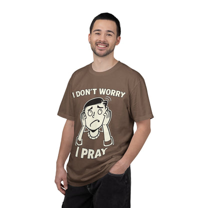 I Don’t Worry I Pray T-Shirt Men — Vintage Cartoon Faith Tee