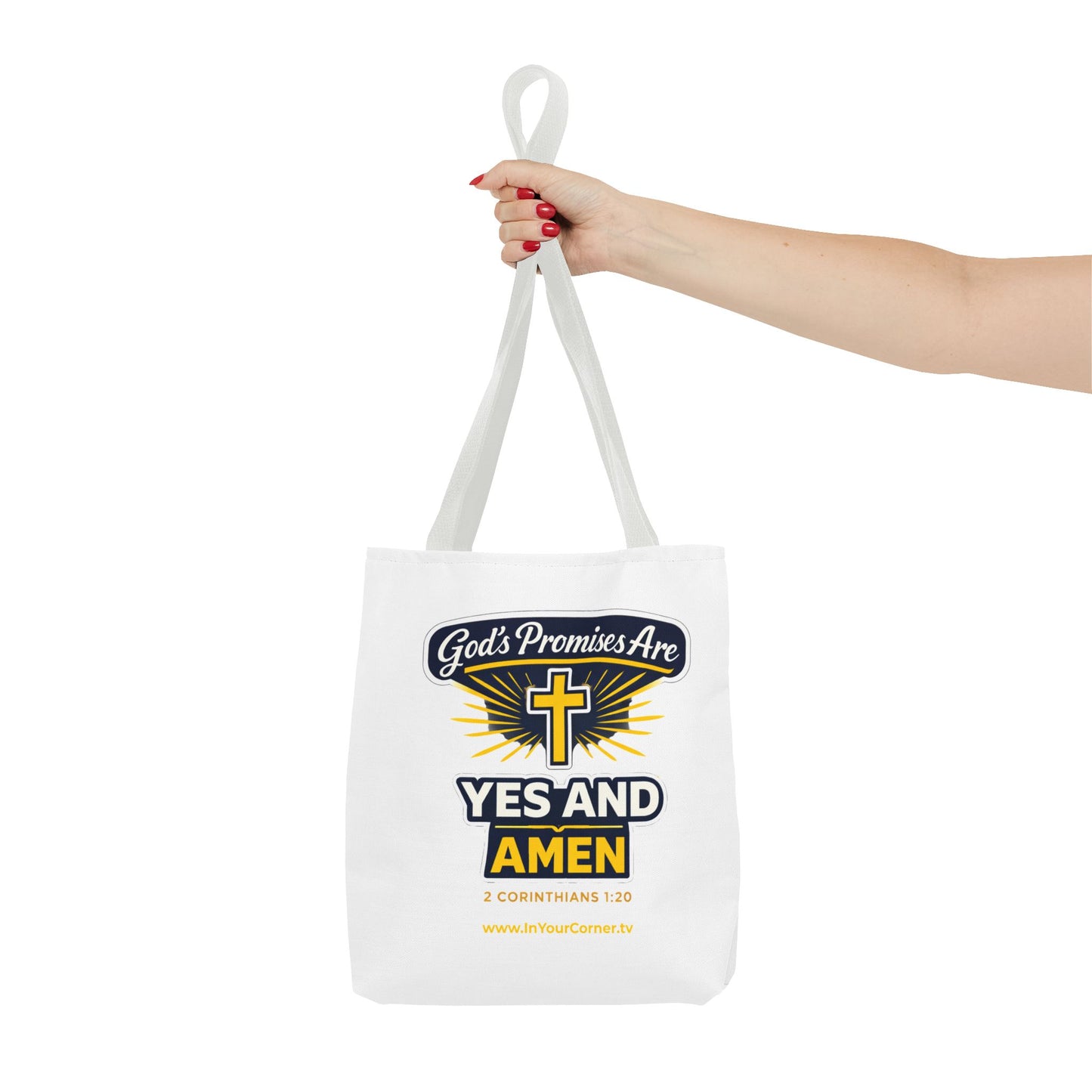 Christian Tote Bag - "God's Promises Are Yes and Amen" Cross Design