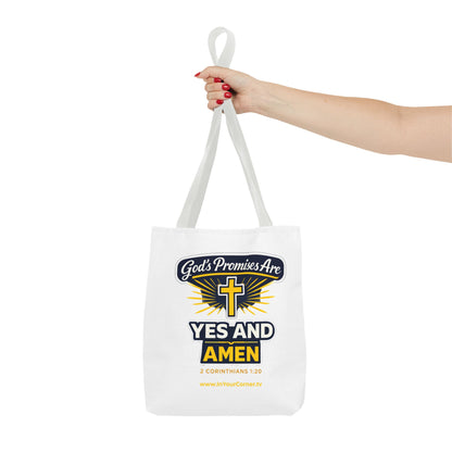 Christian Tote Bag - "God's Promises Are Yes and Amen" Cross Design
