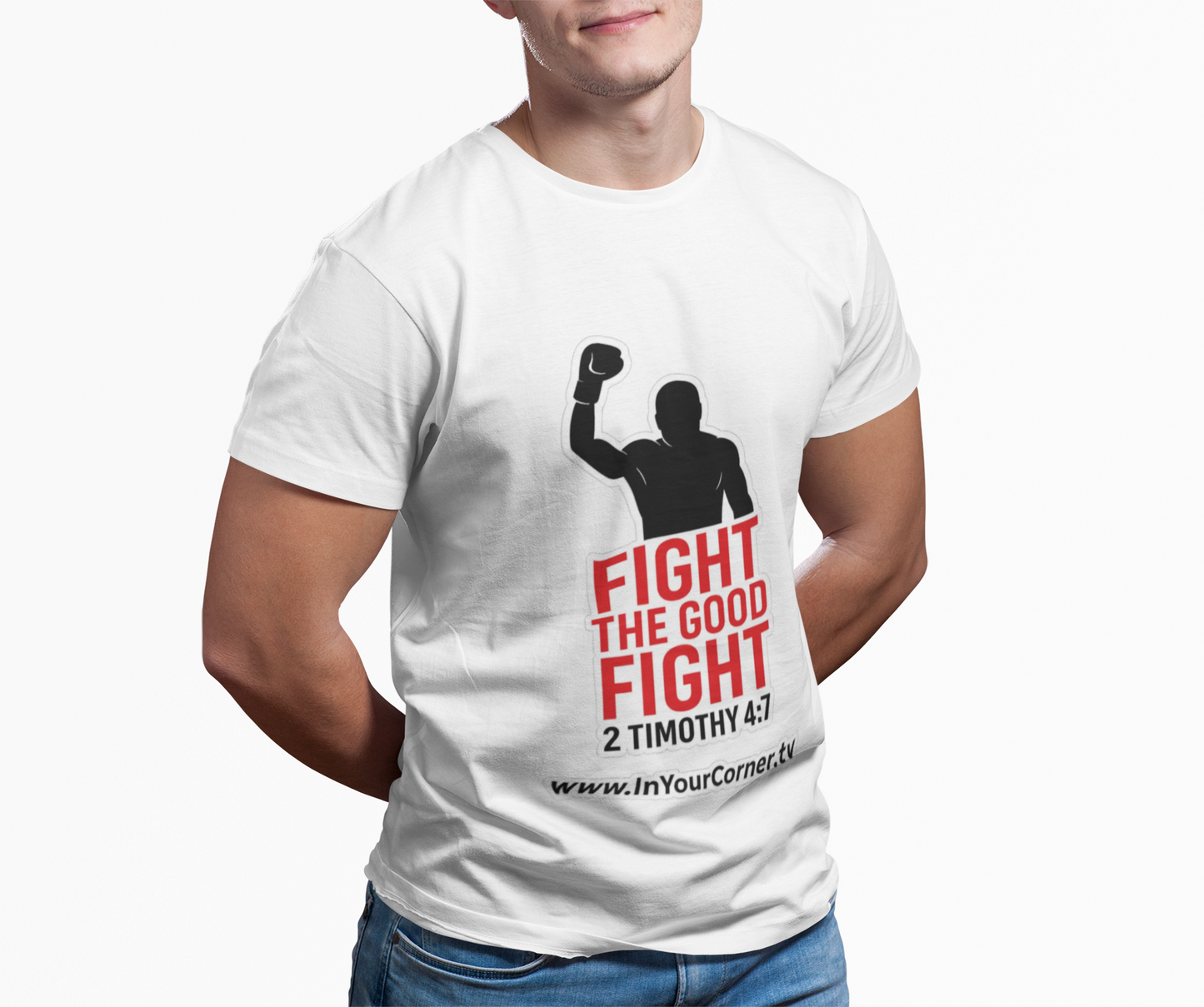 T-Shirt — "Fight the Good Fight" 2 Timothy 4:7 Inspirational Boxing Faith Tee