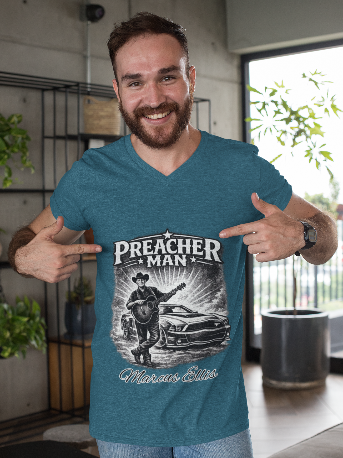 Preacher Man Guitar Graphic T-Shirt