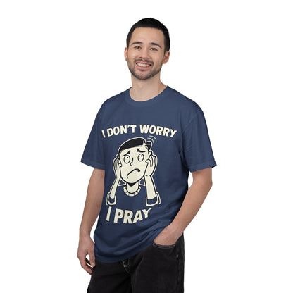 I Don’t Worry I Pray T-Shirt Men — Vintage Cartoon Faith Tee