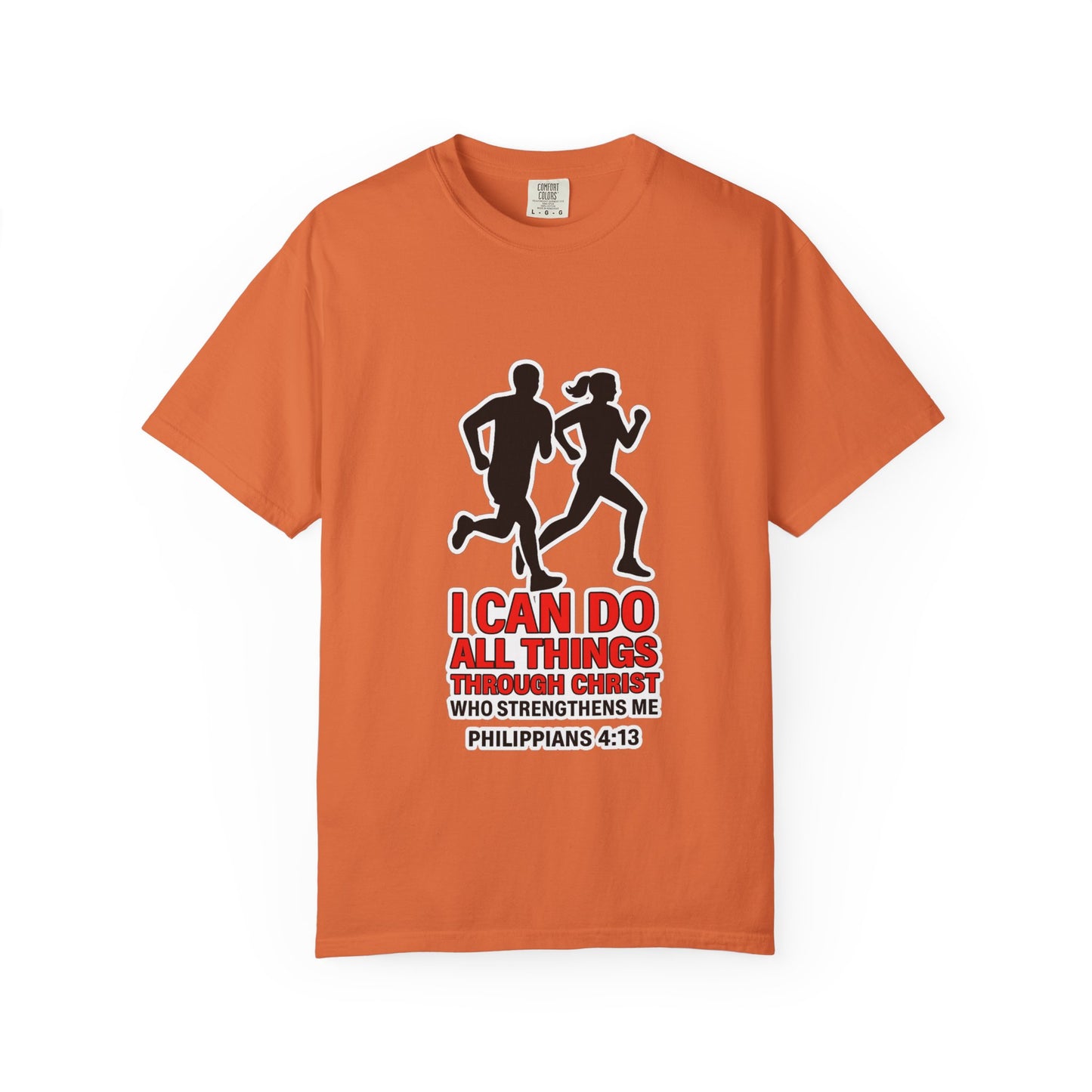 Christian Running T-shirt — "I Can Do All Things with Christ" Scripture Tee