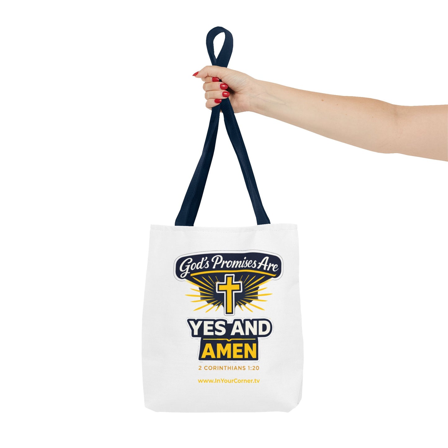 Christian Tote Bag - "God's Promises Are Yes and Amen" Cross Design