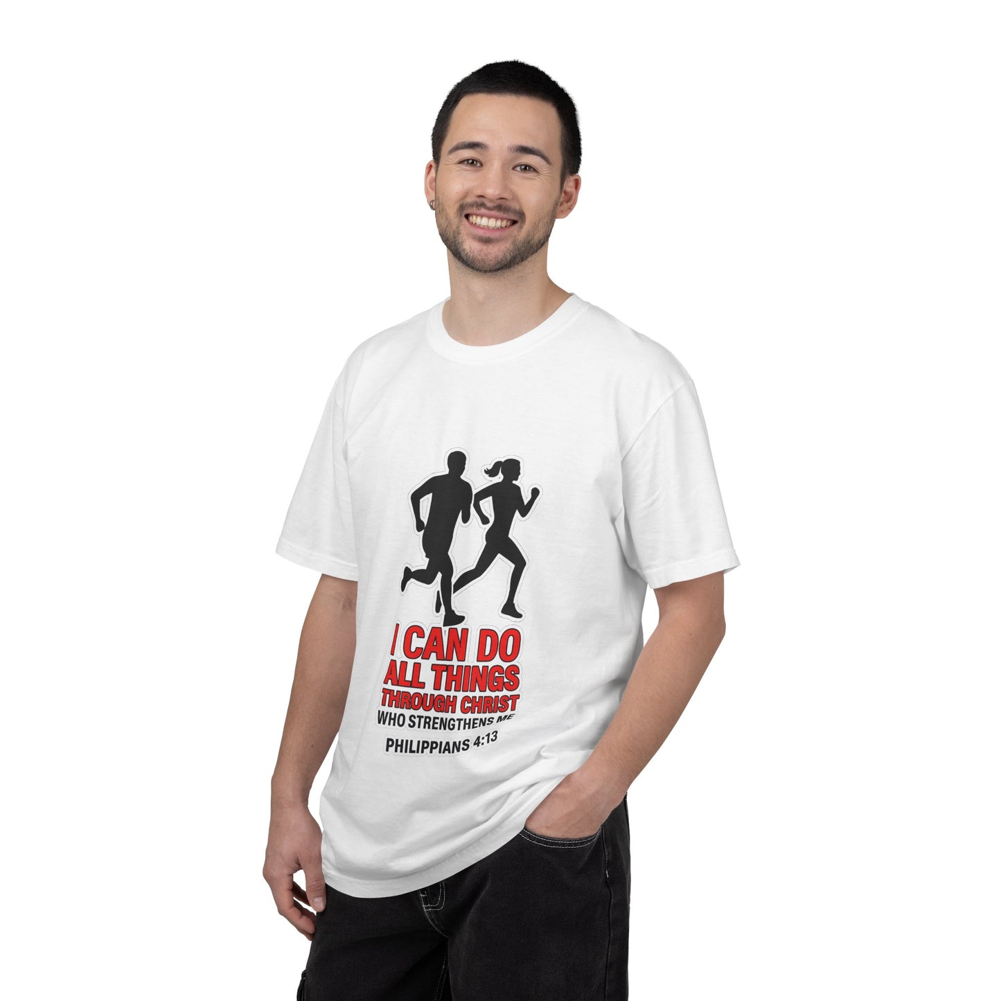 Christian Running T-shirt — "I Can Do All Things with Christ" Scripture Tee