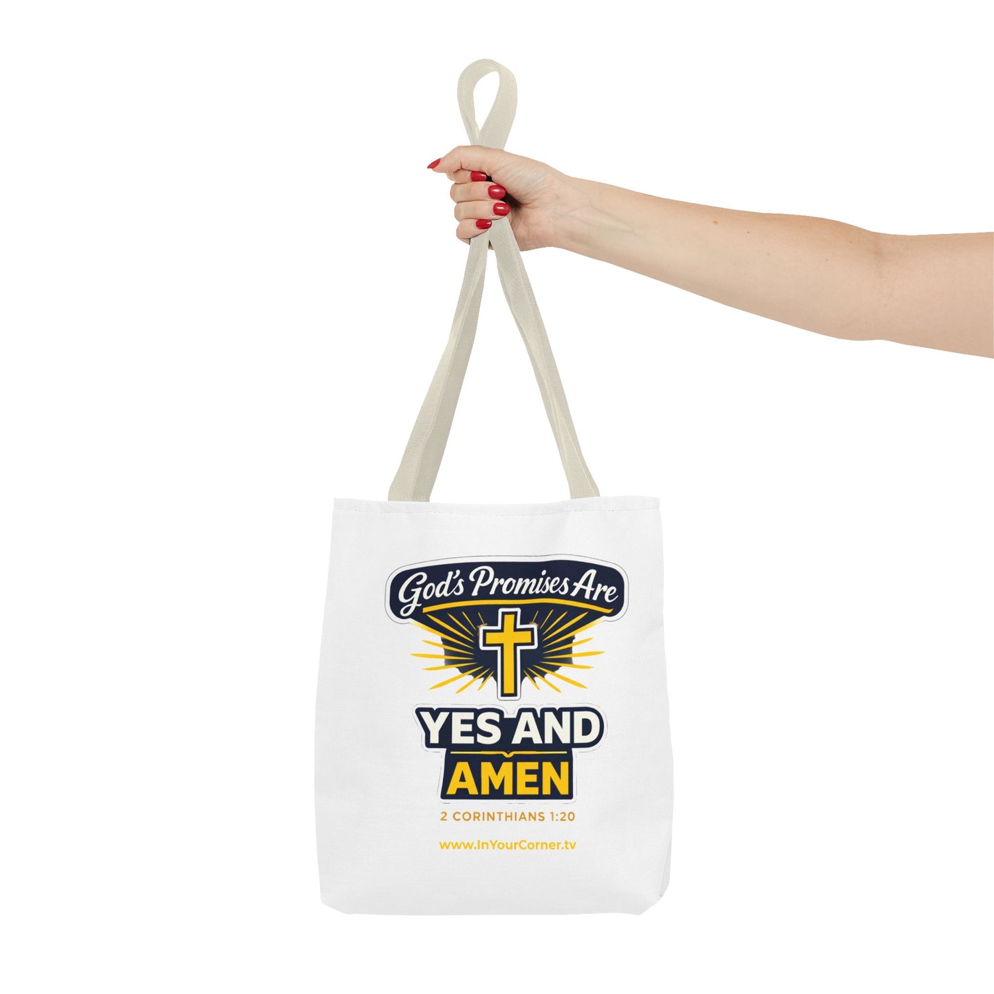 Christian Tote Bag - "God's Promises Are Yes and Amen" Cross Design