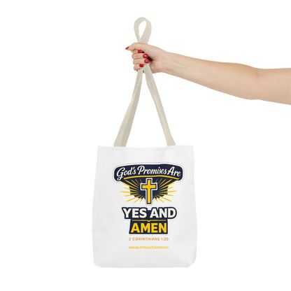 Christian Tote Bag - "God's Promises Are Yes and Amen" Cross Design