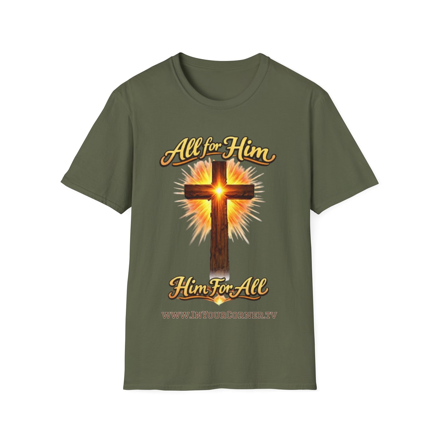 Christian Cross T-Shirt — "All For Him, Him For All" Faith Graphic Tee