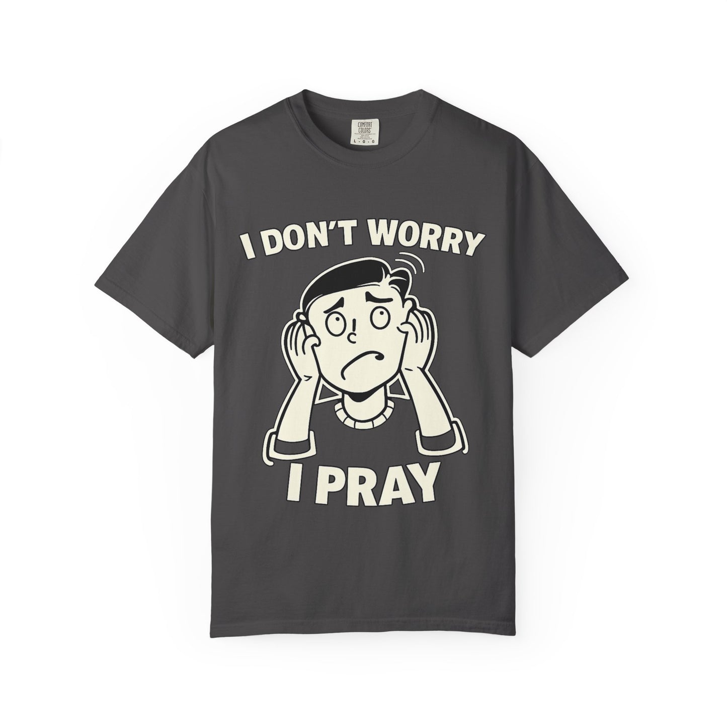 I Don’t Worry I Pray T-Shirt Men — Vintage Cartoon Faith Tee