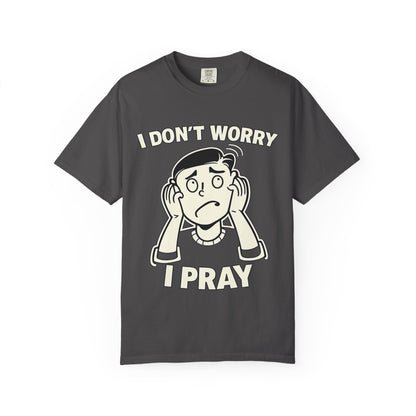 I Don’t Worry I Pray T-Shirt Men — Vintage Cartoon Faith Tee