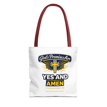 Christian Tote Bag - "God's Promises Are Yes and Amen" Cross Design