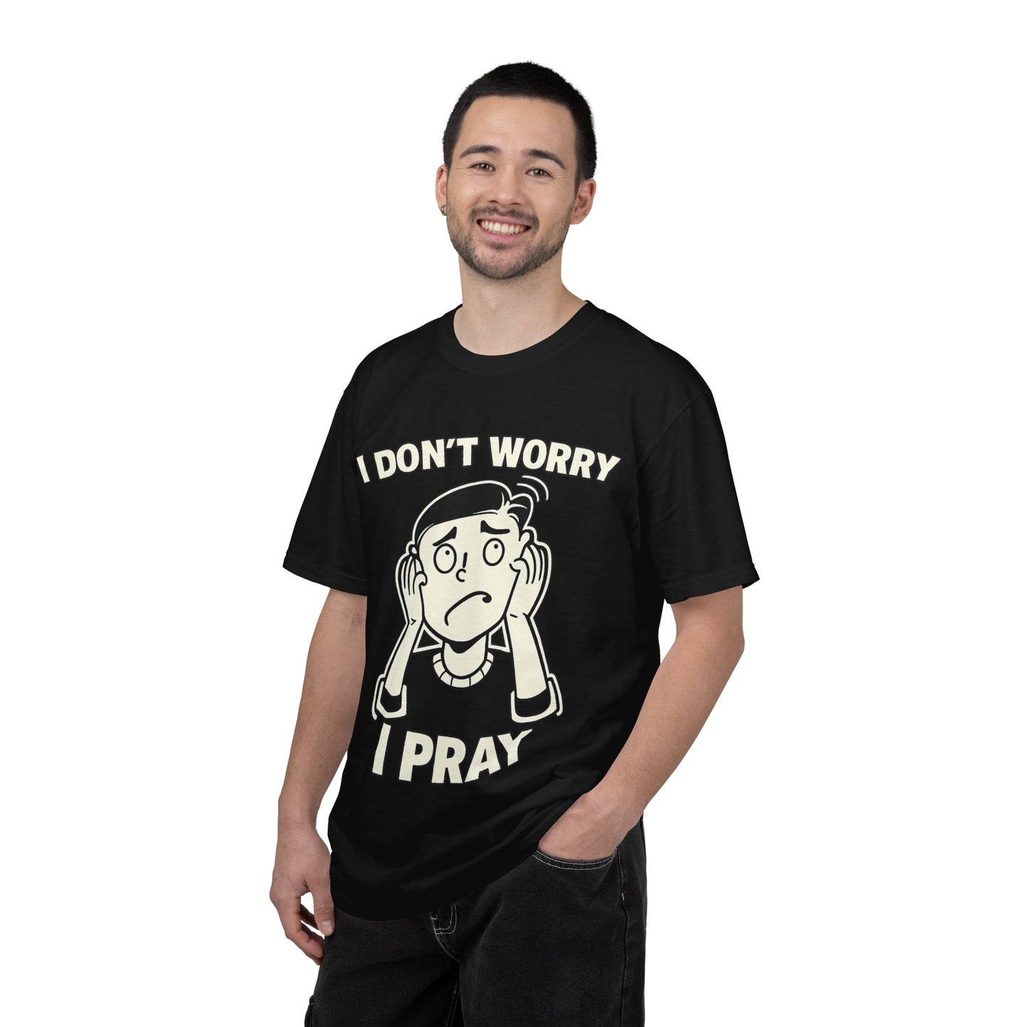 I Don’t Worry I Pray T-Shirt Men — Vintage Cartoon Faith Tee