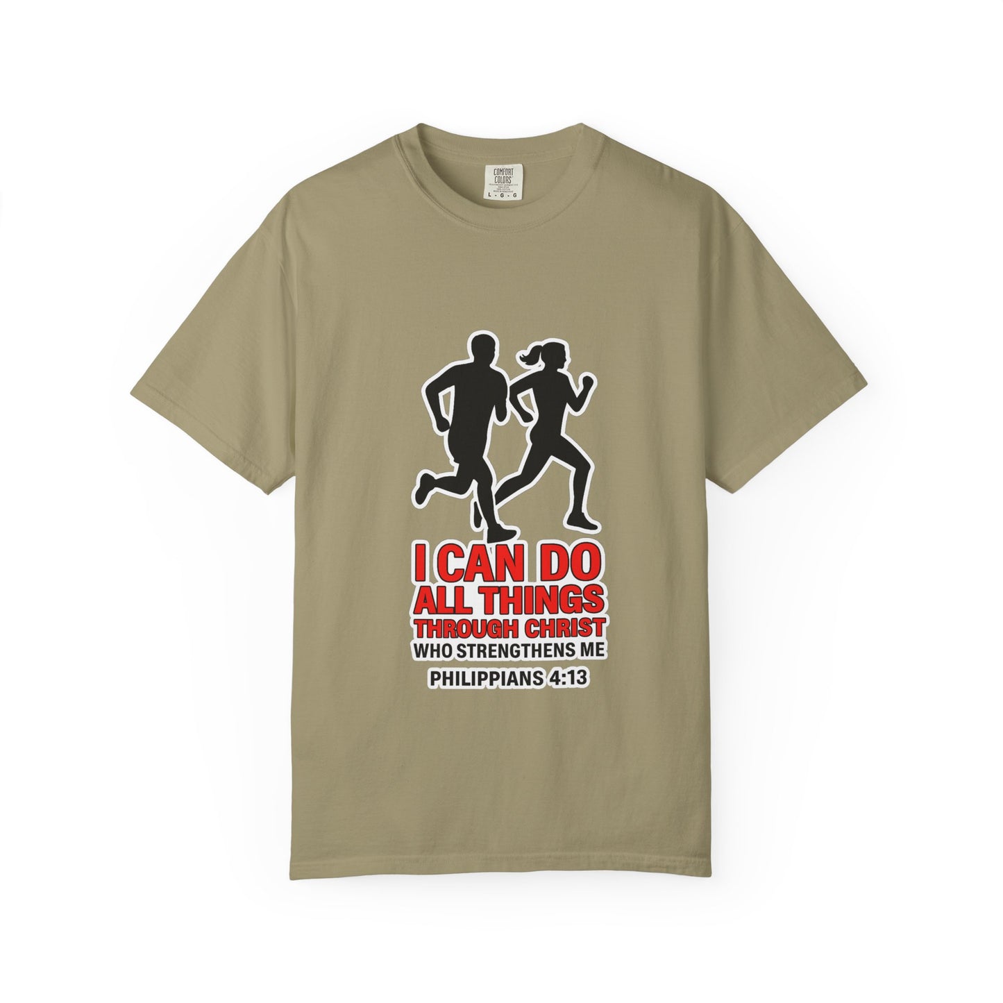 Christian Running T-shirt — "I Can Do All Things with Christ" Scripture Tee