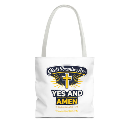 Christian Tote Bag - "God's Promises Are Yes and Amen" Cross Design