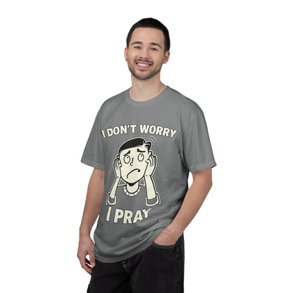 I Don’t Worry I Pray T-Shirt Men — Vintage Cartoon Faith Tee
