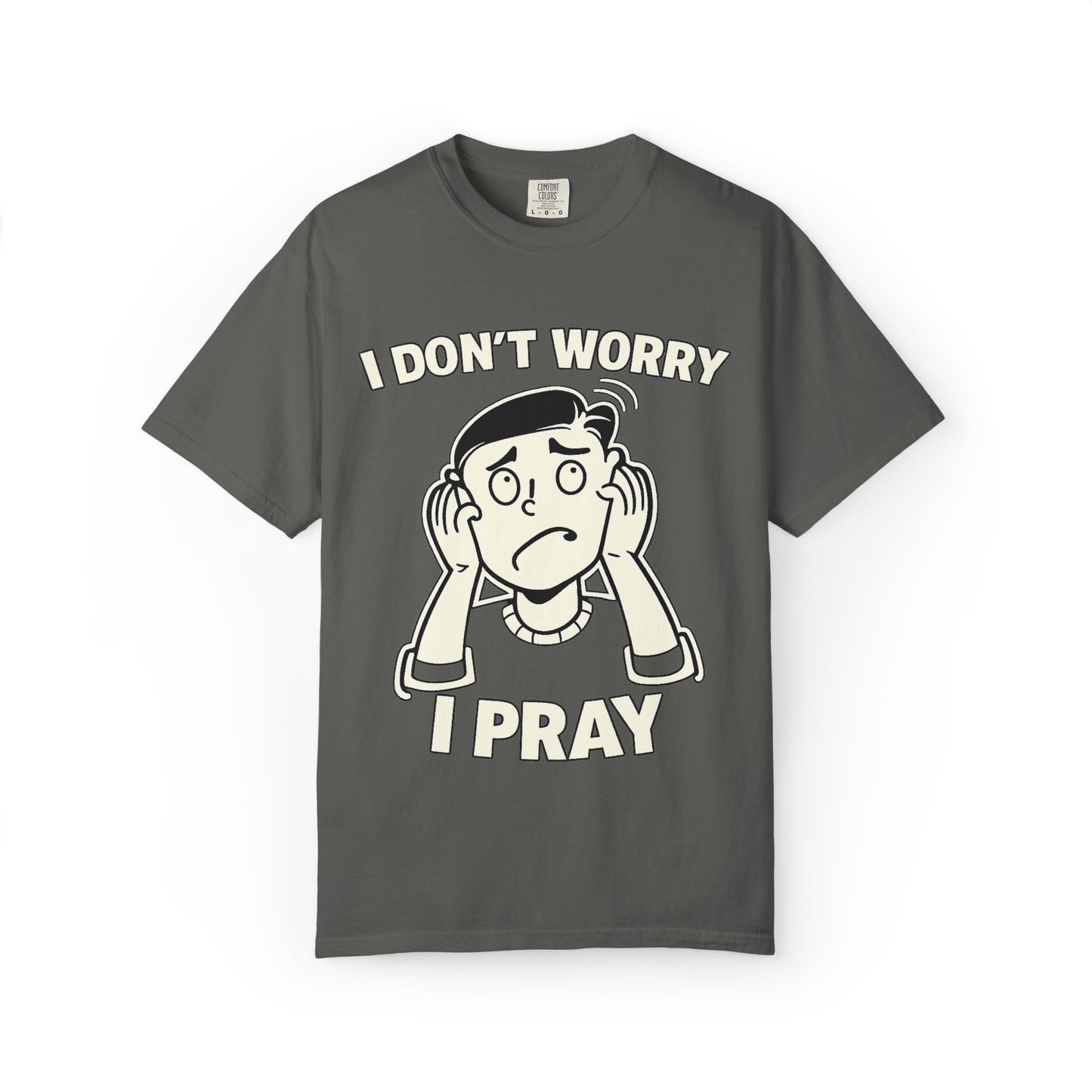 I Don’t Worry I Pray T-Shirt Men — Vintage Cartoon Faith Tee