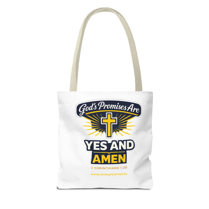 Christian Tote Bag - "God's Promises Are Yes and Amen" Cross Design