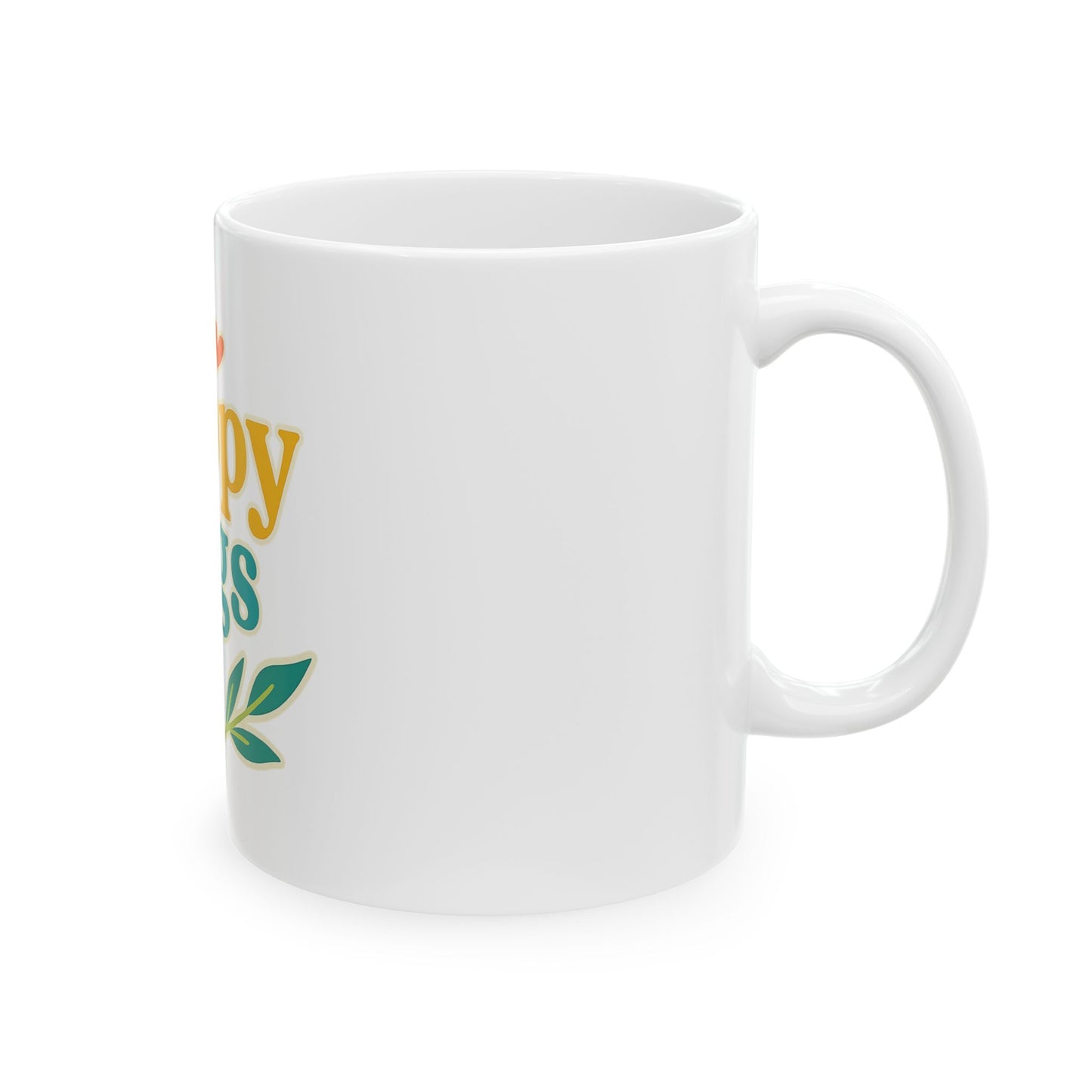 Happy Hugs Ceramic Mug — Cheerful Floral Coffee Cup (11oz & 15oz)