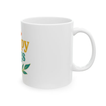 Happy Hugs Ceramic Mug — Cheerful Floral Coffee Cup (11oz & 15oz)