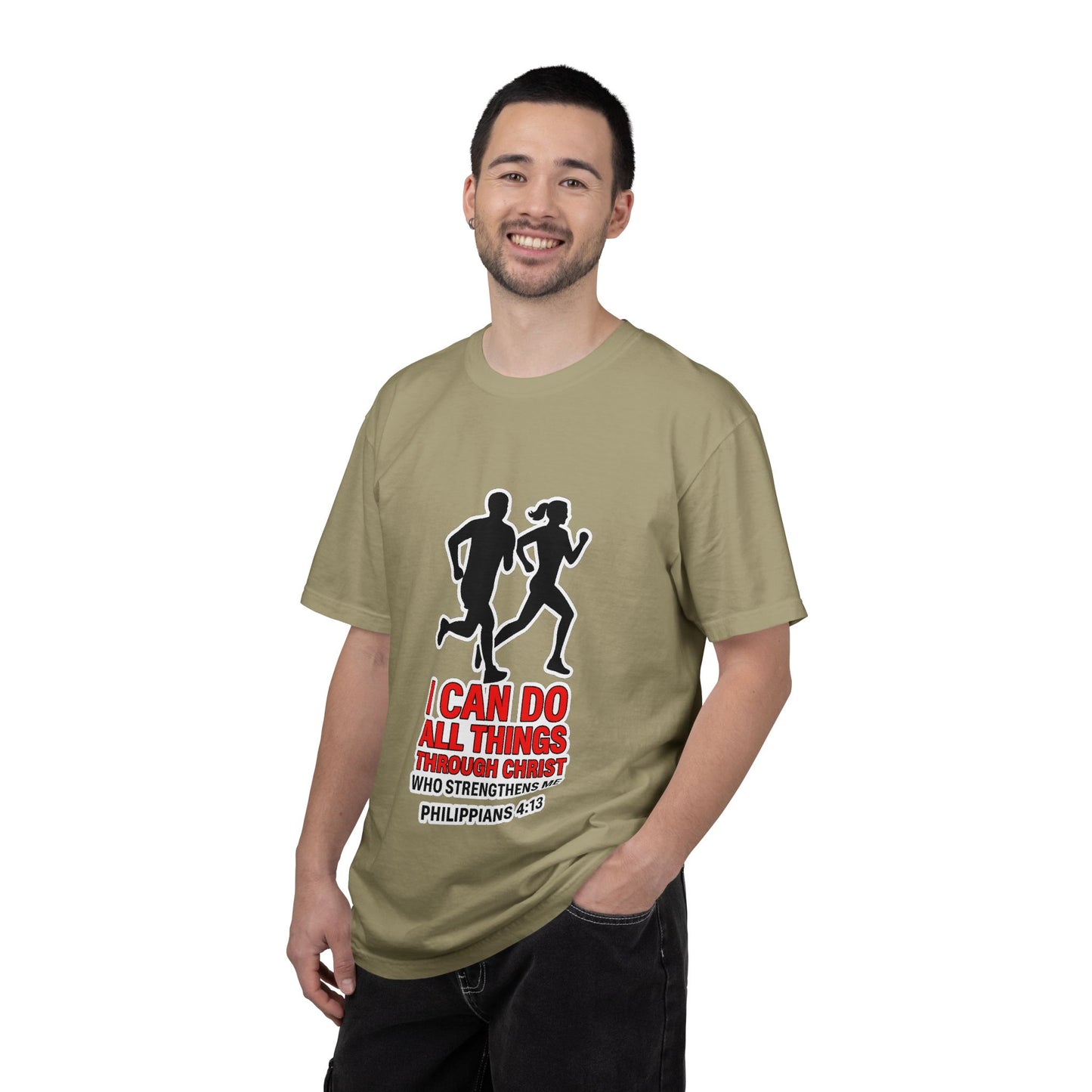 Christian Running T-shirt — "I Can Do All Things with Christ" Scripture Tee
