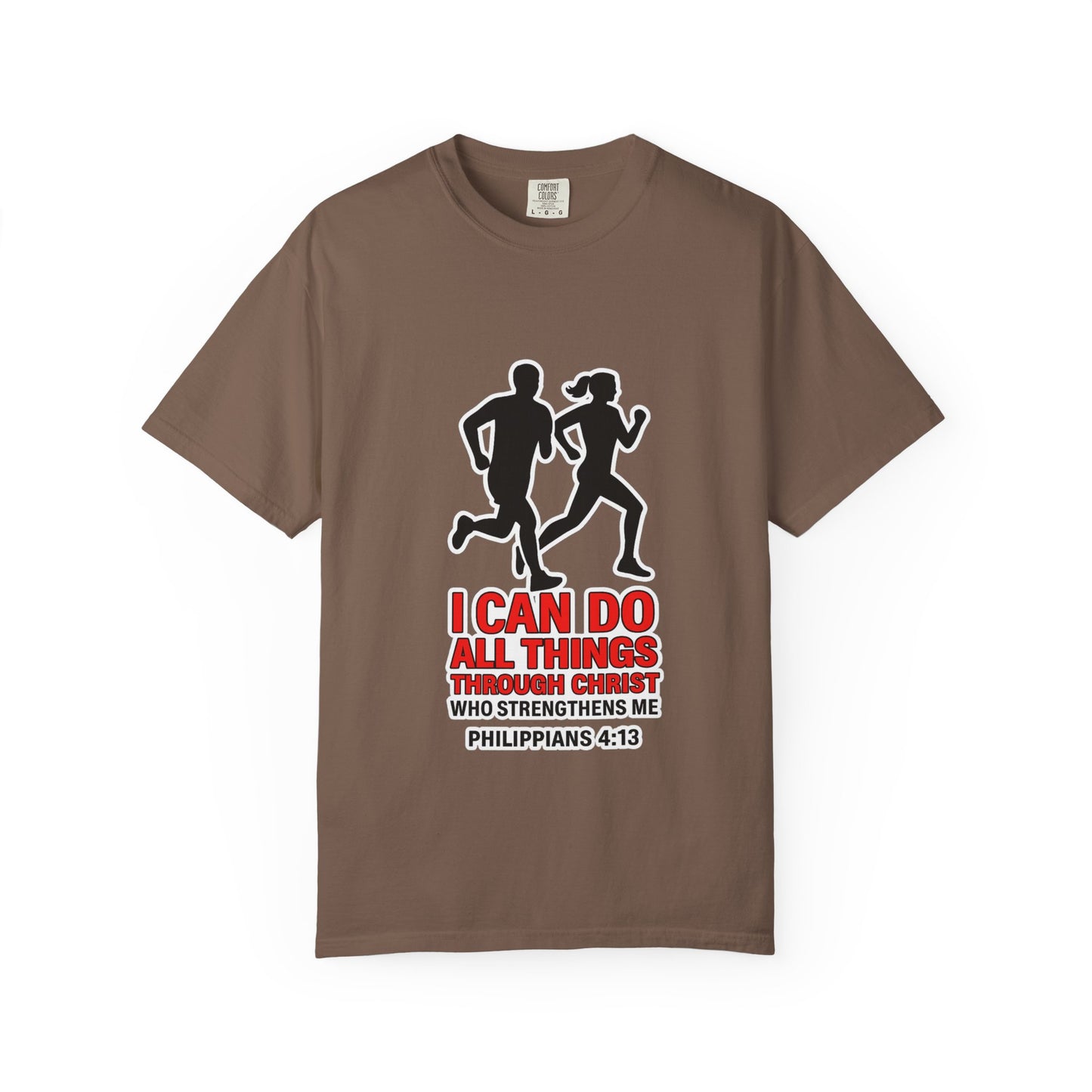 Christian Running T-shirt — "I Can Do All Things with Christ" Scripture Tee