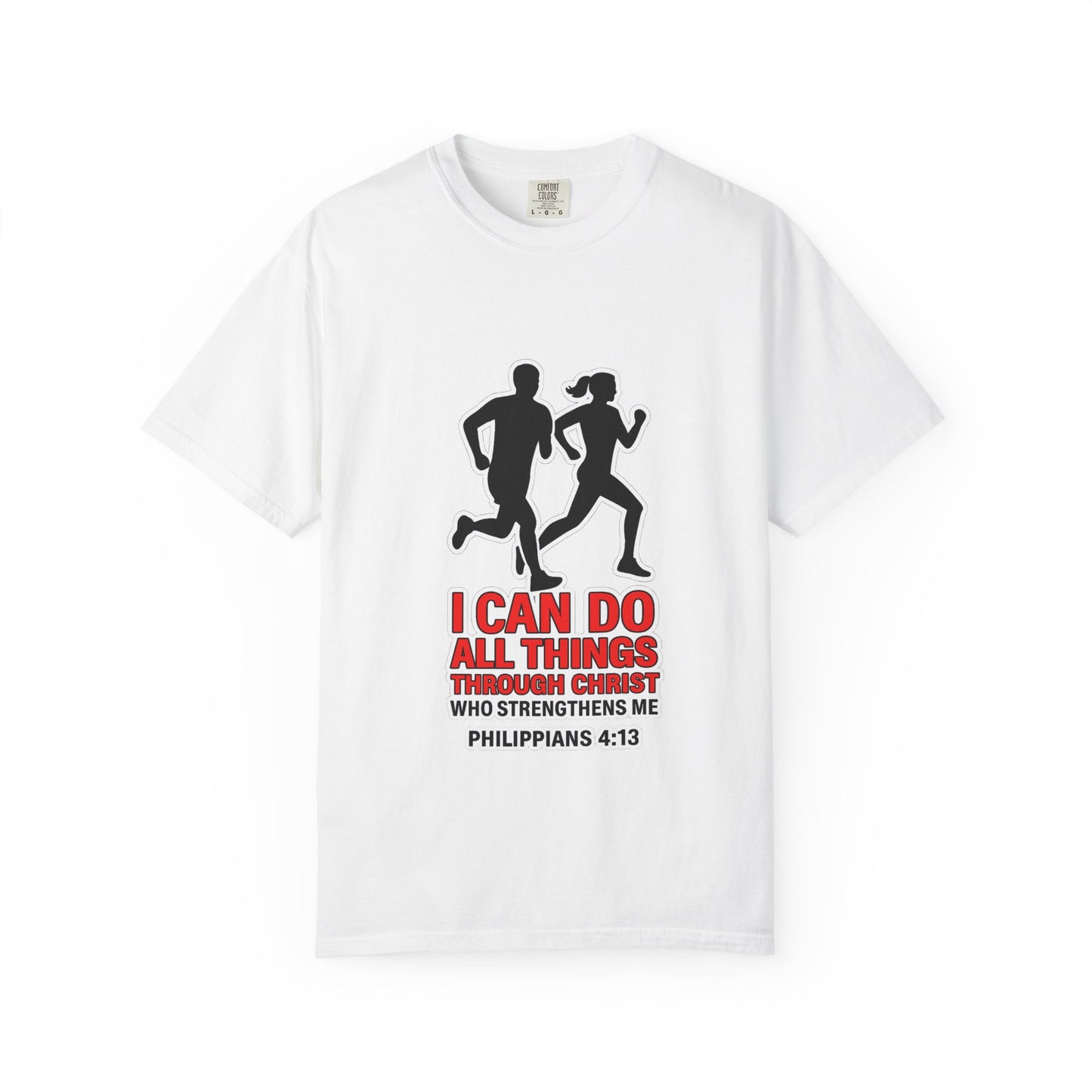 Christian Running T-shirt — "I Can Do All Things with Christ" Scripture Tee