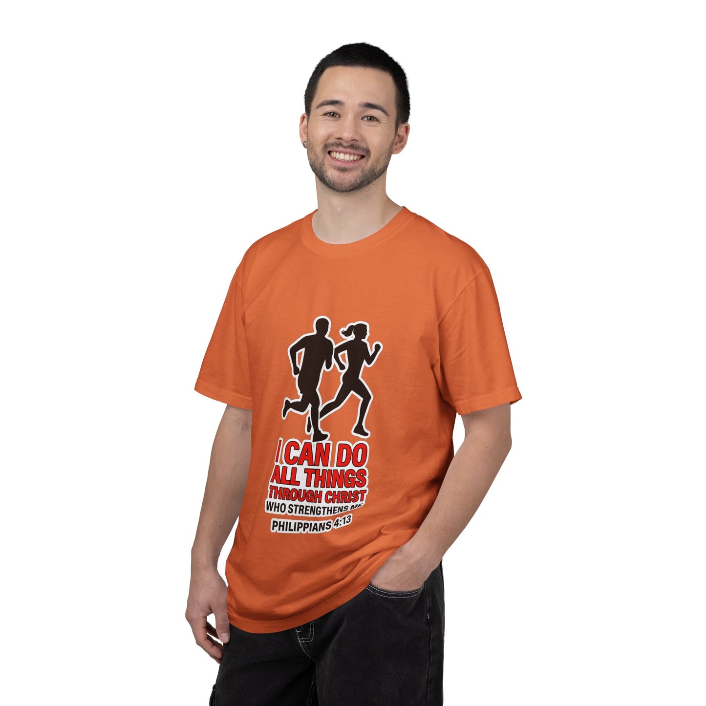 Christian Running T-shirt — "I Can Do All Things with Christ" Scripture Tee
