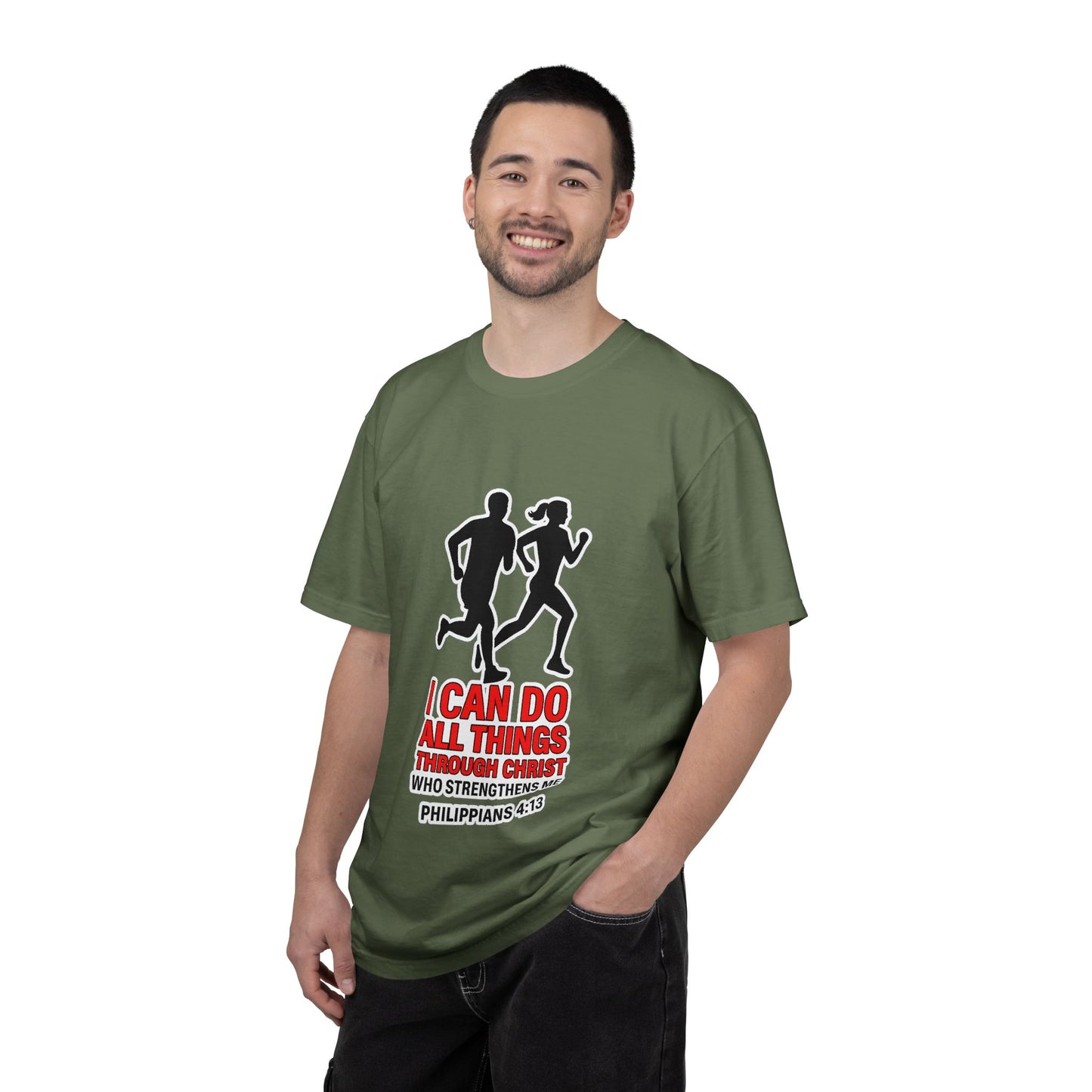 Christian Running T-shirt — "I Can Do All Things with Christ" Scripture Tee